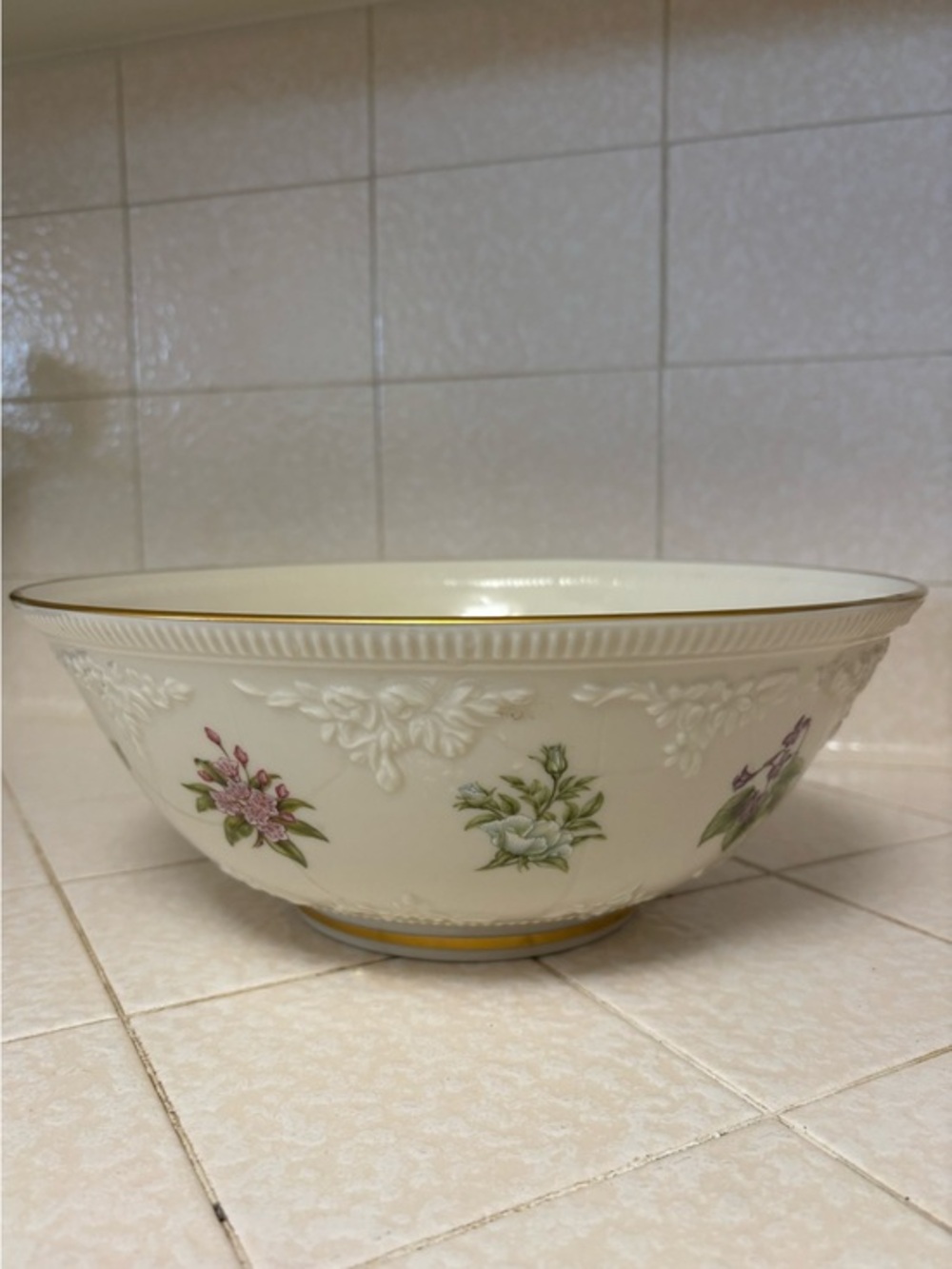 Lenox the constitution bowl Ivory Floral Porcelain Serving Bowl with Gold Trim